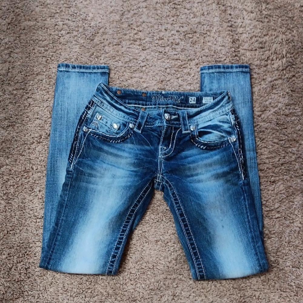 Miss Me Distressed Blue Skinny Jeans